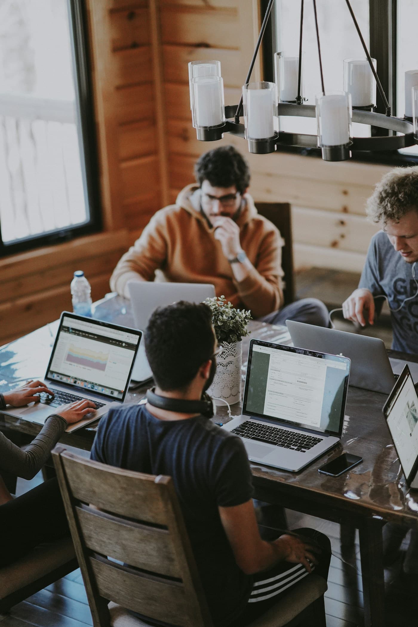 Collaborative team working around a table